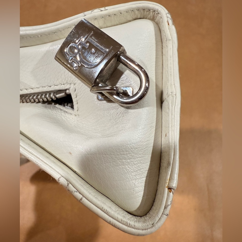 Vintage Calfskin Cannage Stitched Small East West Lady Dior White - Picture 14 of 16